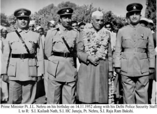 120 security staff greeting pm jl nehru on his birthday, 1952