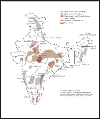 h1 4.11 fig. 1. map rock art zones in india